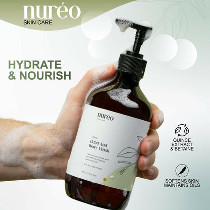 Nureo Cedar Hand & Body Wash - Refreshing Peppermint, Hydrating Formula, 490ml