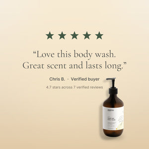 Five star review from verified buyer Chris B: love this body wash, great scent and lasts long