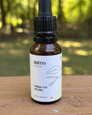 nuréo Antioxidant Ginkgo Gel Booster label detail, 20 ml / 0.67 fl oz